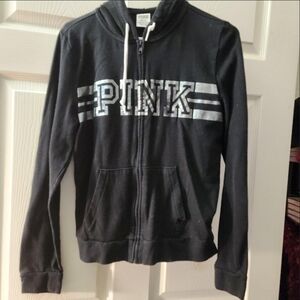 Victoria's Secret Pink Black Zip-Up Hoodie